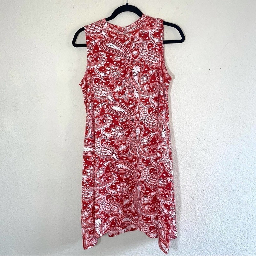 Simply Noelle Red and White Paisley Print Dress Size S/M
